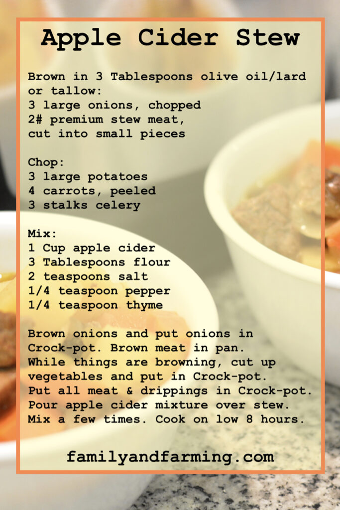 Apple Cider Stew Recipe