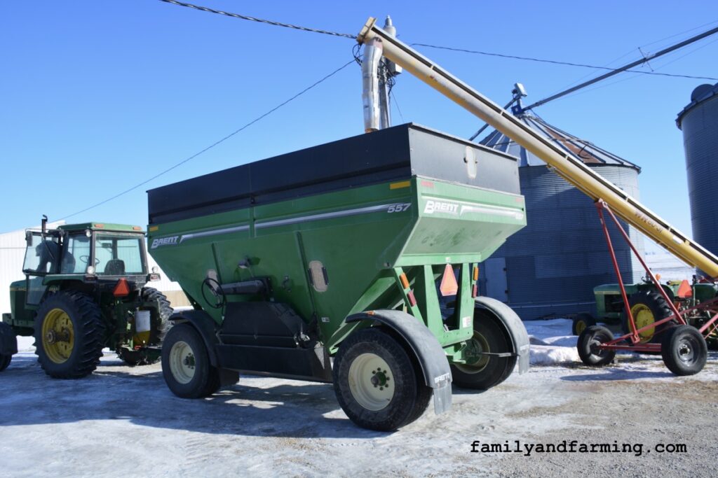 Loading Farm Wagon in Winter