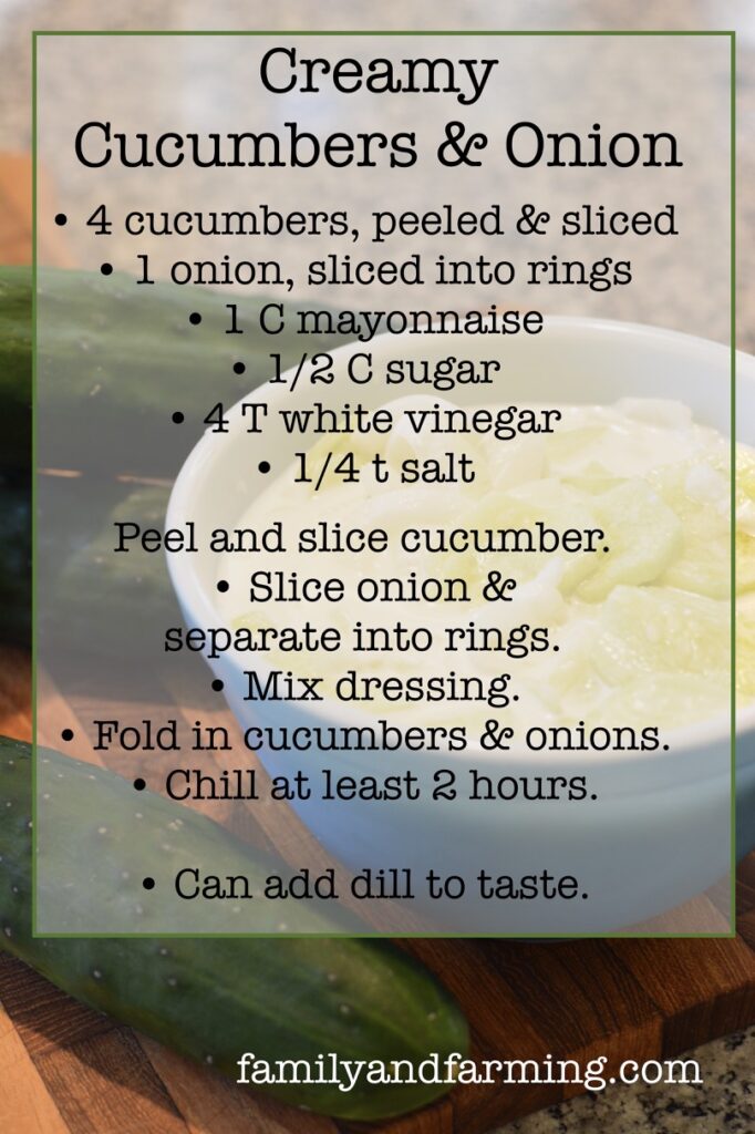 Creamy Cucumbers and Onion Recipe